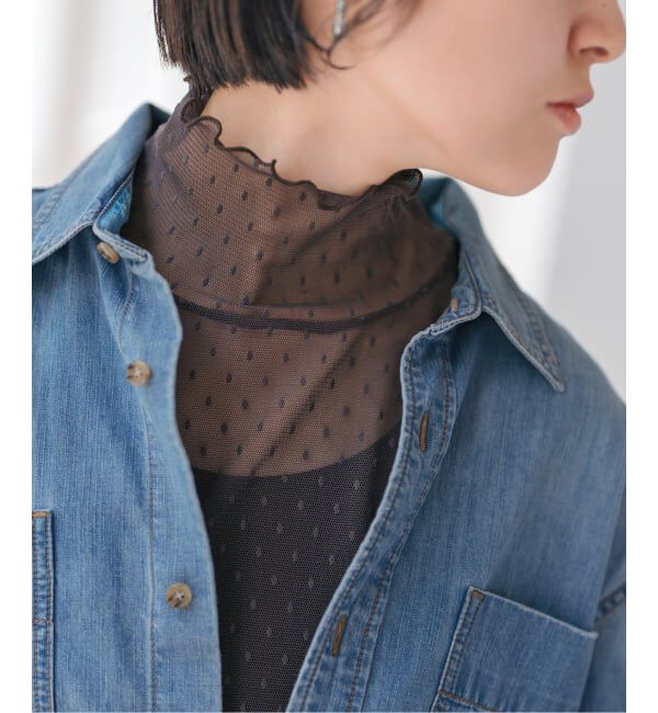 Spick and Span「《WEB限定 / 追加4》ドットチュールハイネックプルオーバー」|Tシャツ・カットソー|