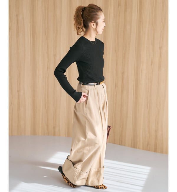 Spick and Span「《WEB限定 / 追加》ウォッシャブル クルーネックリブニット」|ニット・セーター|