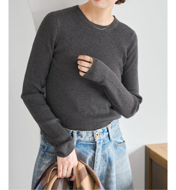 Spick and Span「《WEB限定 / 追加》ウォッシャブル クルーネックリブニット」|ニット・セーター|