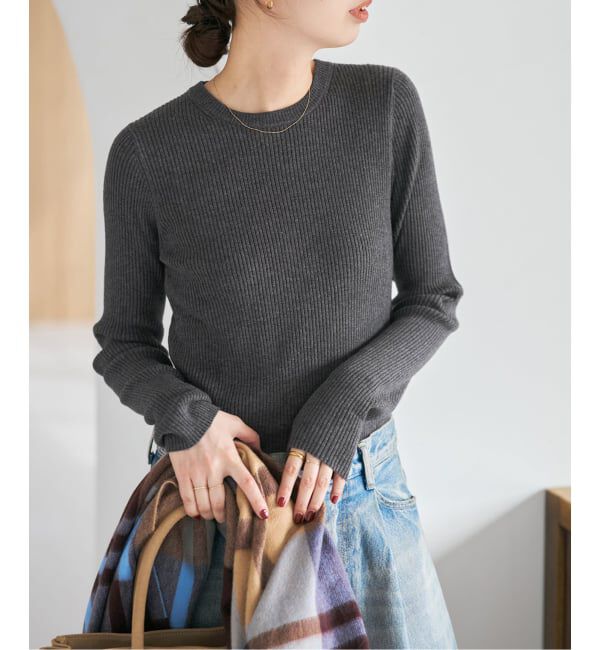 Spick and Span「《WEB限定 / 追加》ウォッシャブル クルーネックリブニット」|ニット・セーター|