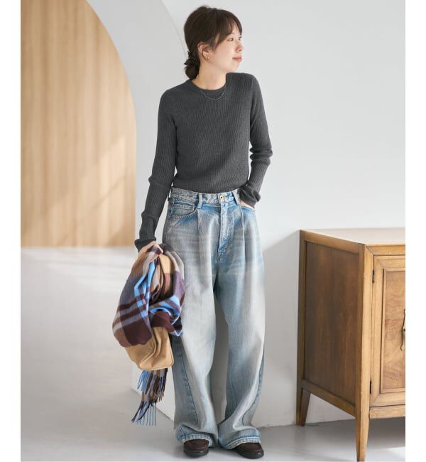 Spick and Span「《WEB限定 / 追加》ウォッシャブル クルーネックリブニット」|ニット・セーター|