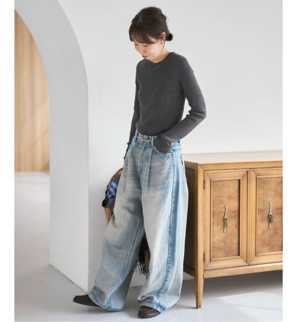 Spick and Span「《WEB限定 / 追加》ウォッシャブル クルーネックリブニット」|ニット・セーター|