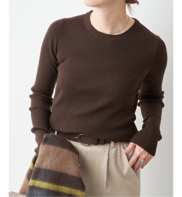Spick and Span「《WEB限定 / 追加》ウォッシャブル クルーネックリブニット」|ニット・セーター|