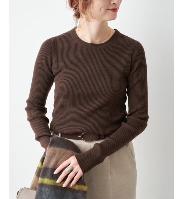 Spick and Span「《WEB限定 / 追加》ウォッシャブル クルーネックリブニット」|ニット・セーター|