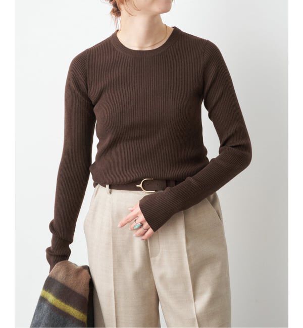 Spick and Span「《WEB限定 / 追加》ウォッシャブル クルーネックリブニット」|ニット・セーター|