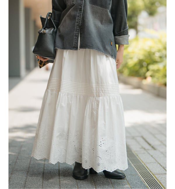 Spick and Span「《追加2》エンブロイダリーレーススカート」|スカート|