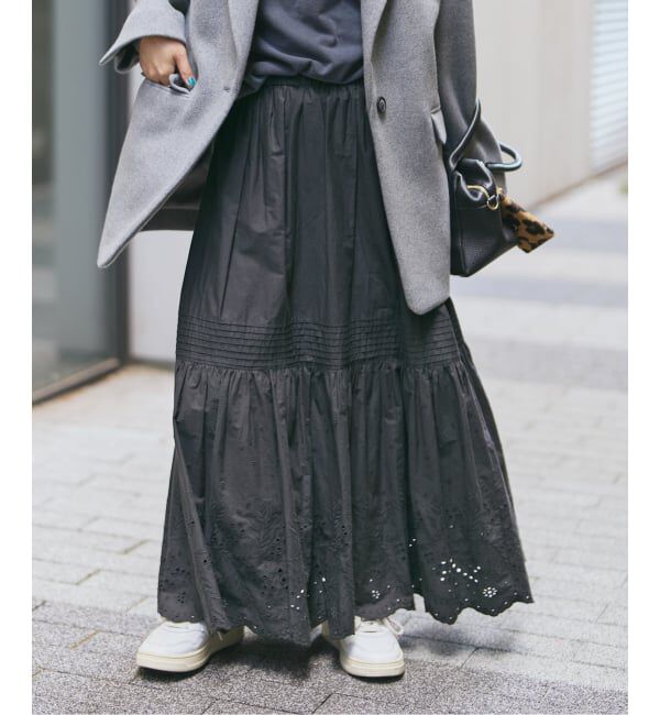 Spick and Span「《追加2》エンブロイダリーレーススカート」|スカート|