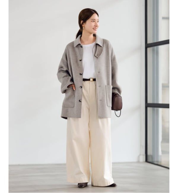 FRAMeWORK「≪追加≫ハミルトンバルカラーミドルコート」|ステンカラーコート|