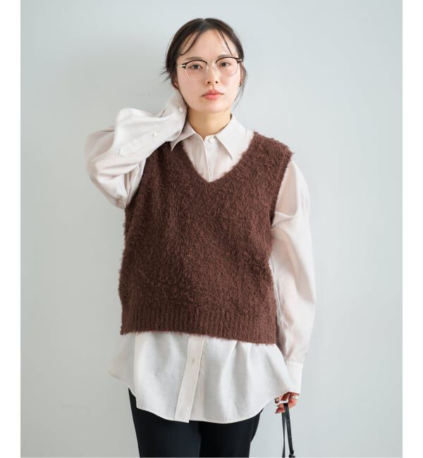 U by SPICK&SPAN「《予約》コットンシャギーニットベスト」|ベスト・ジレ|ブラウン