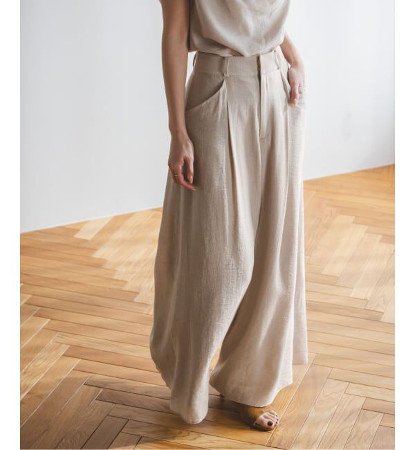 NOBLE「《予約》ファジーリネンフラップフレアパンツ」|スラックス|