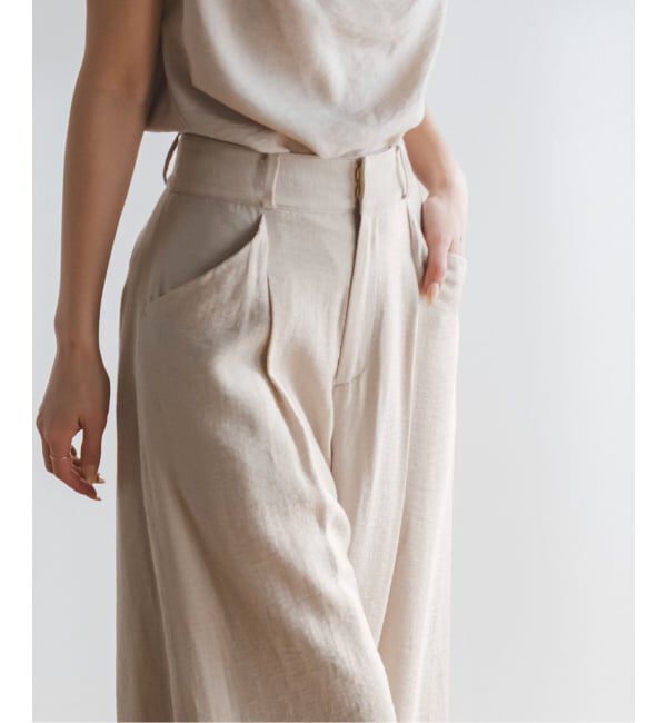 NOBLE「《予約》ファジーリネンフラップフレアパンツ」|スラックス|