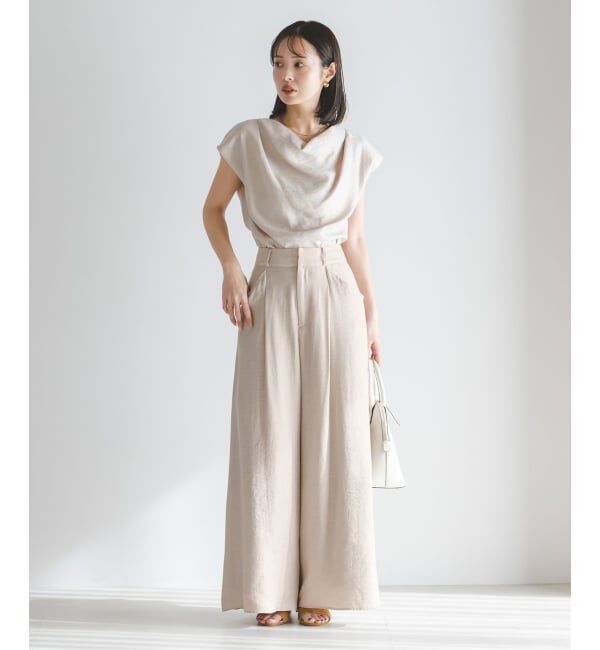 NOBLE「《予約》ファジーリネンフラップフレアパンツ」|スラックス|