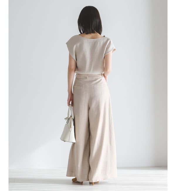 NOBLE「《予約》ファジーリネンフラップフレアパンツ」|スラックス|