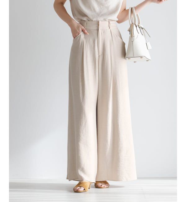 NOBLE「《予約》ファジーリネンフラップフレアパンツ」|スラックス|