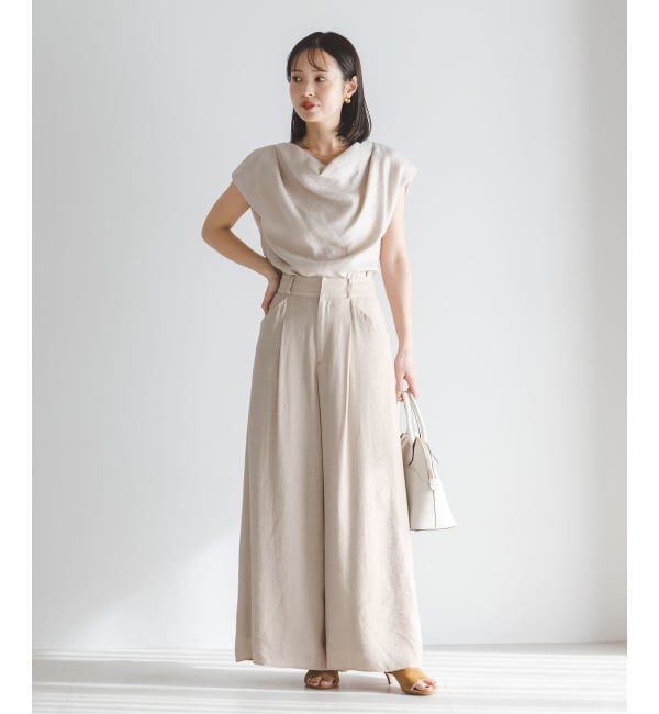 NOBLE「《予約》ファジーリネンフラップフレアパンツ」|スラックス|