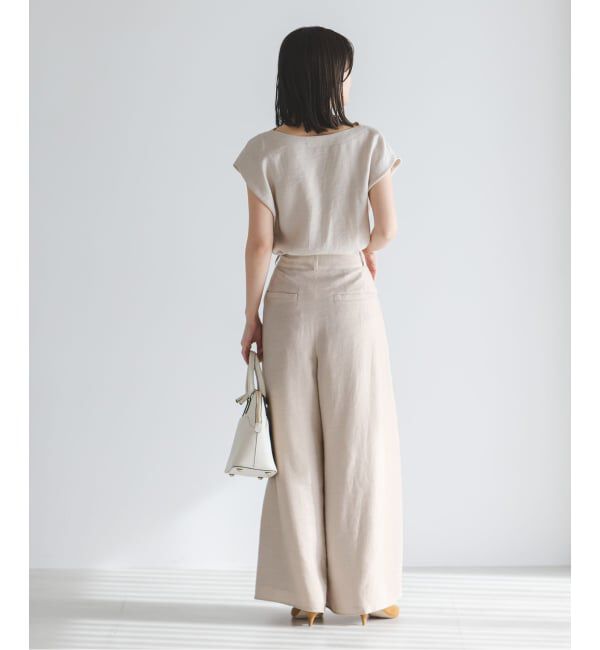 NOBLE「《予約》ファジーリネンフラップフレアパンツ」|スラックス|