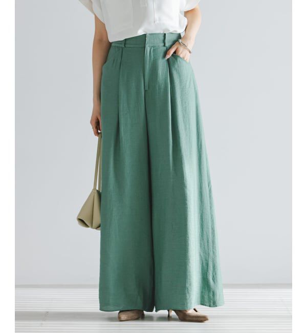 NOBLE「《予約》ファジーリネンフラップフレアパンツ」|スラックス|