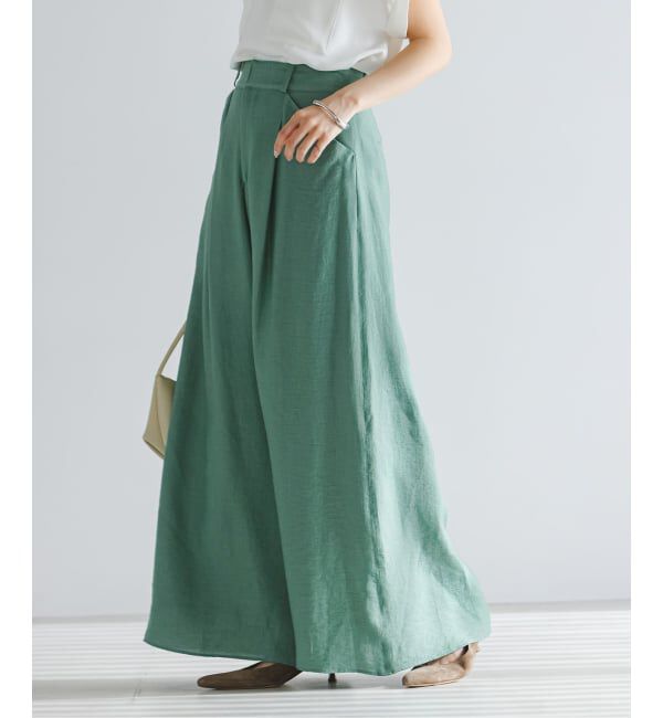 NOBLE「《予約》ファジーリネンフラップフレアパンツ」|スラックス|