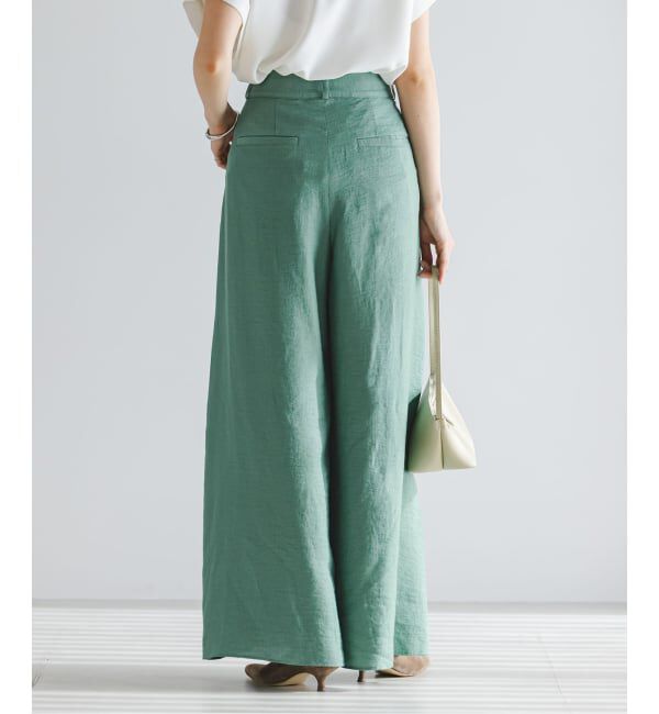 NOBLE「《予約》ファジーリネンフラップフレアパンツ」|スラックス|