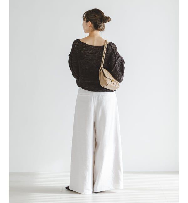 NOBLE「《予約》ファジーリネンフラップフレアパンツ」|スラックス|