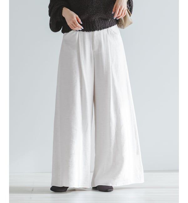 NOBLE「《予約》ファジーリネンフラップフレアパンツ」|スラックス|
