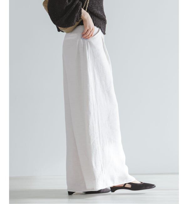 NOBLE「《予約》ファジーリネンフラップフレアパンツ」|スラックス|