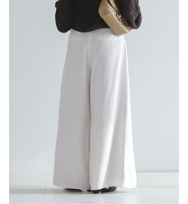 NOBLE「《予約》ファジーリネンフラップフレアパンツ」|スラックス|