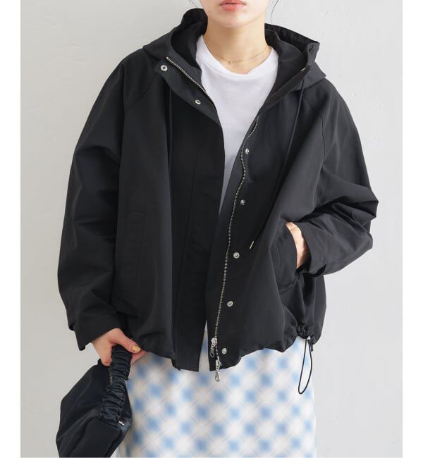 U by SPICK&SPAN「《予約》コットン/ナイロングログランフレアブルゾン」|ブルゾン・スタジャン|ブラック