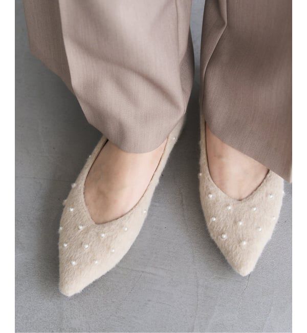  「ポインテッドパールスタッズフラット」|その他|ベージュ B