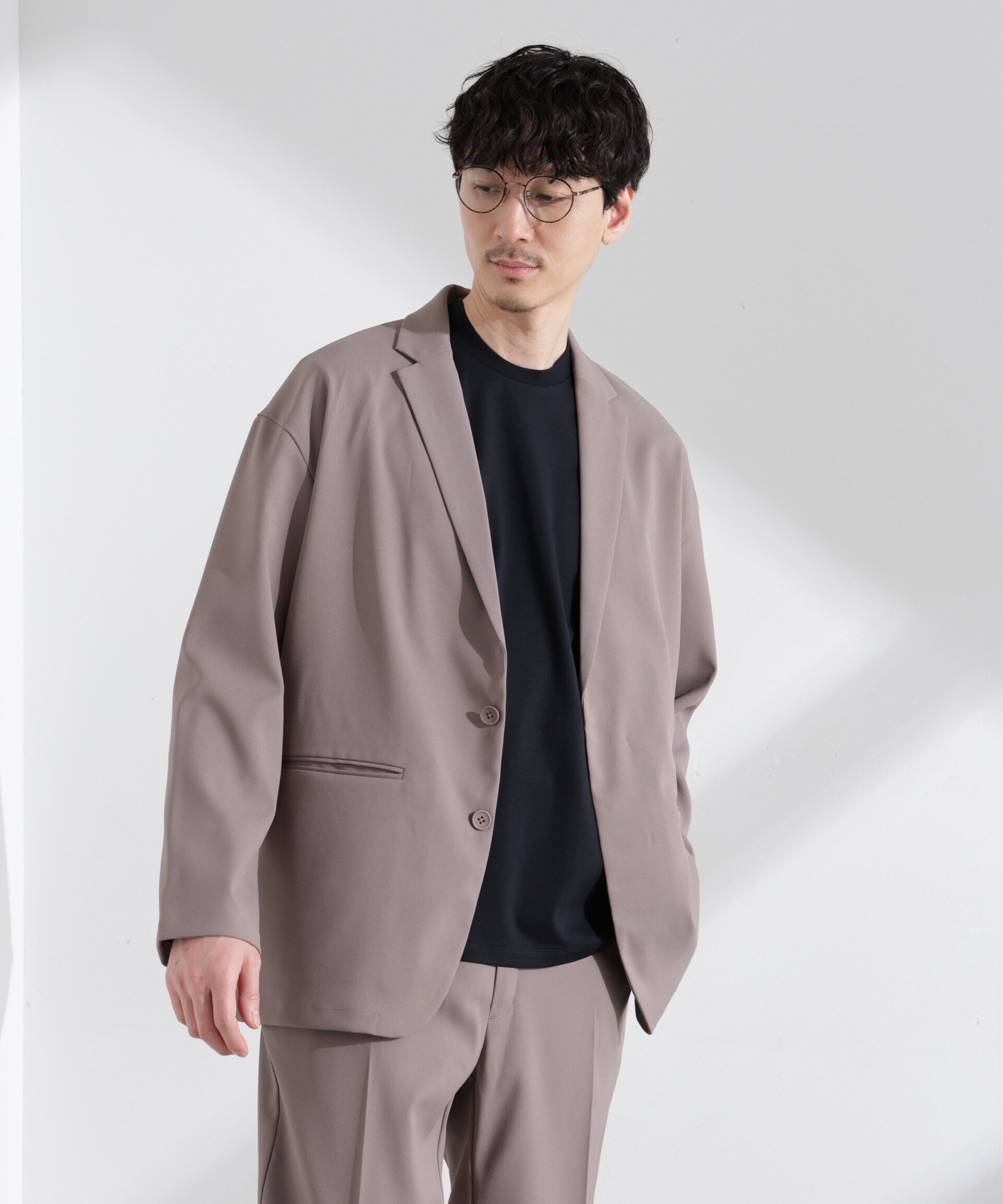 nano･universe「ドレープワイドジャケット（セットアップ可）」|テーラードジャケット|グレージュ3