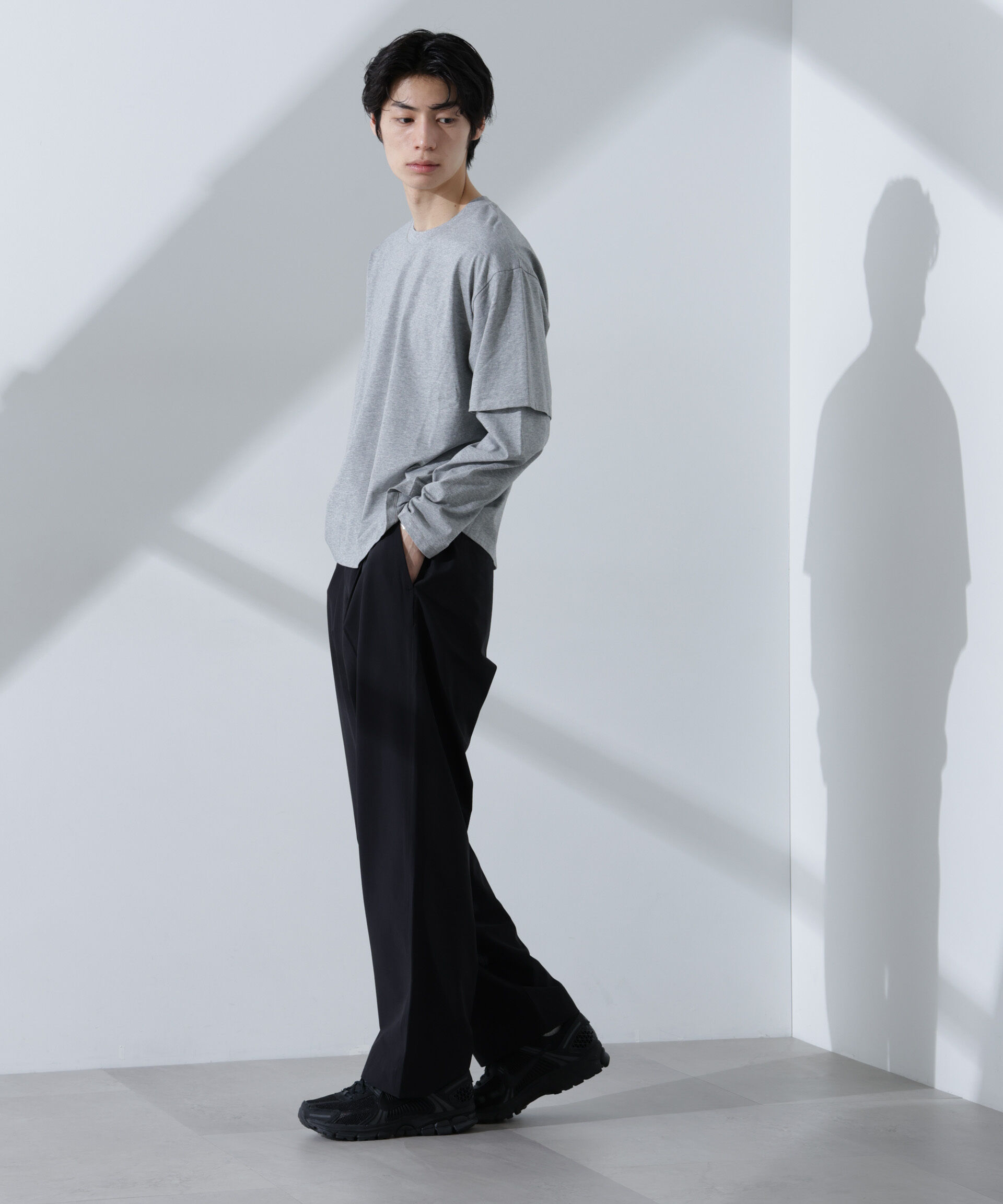 nano･universe「ストレッチワイドイージーパンツ(セットアップ可)」|チノ|