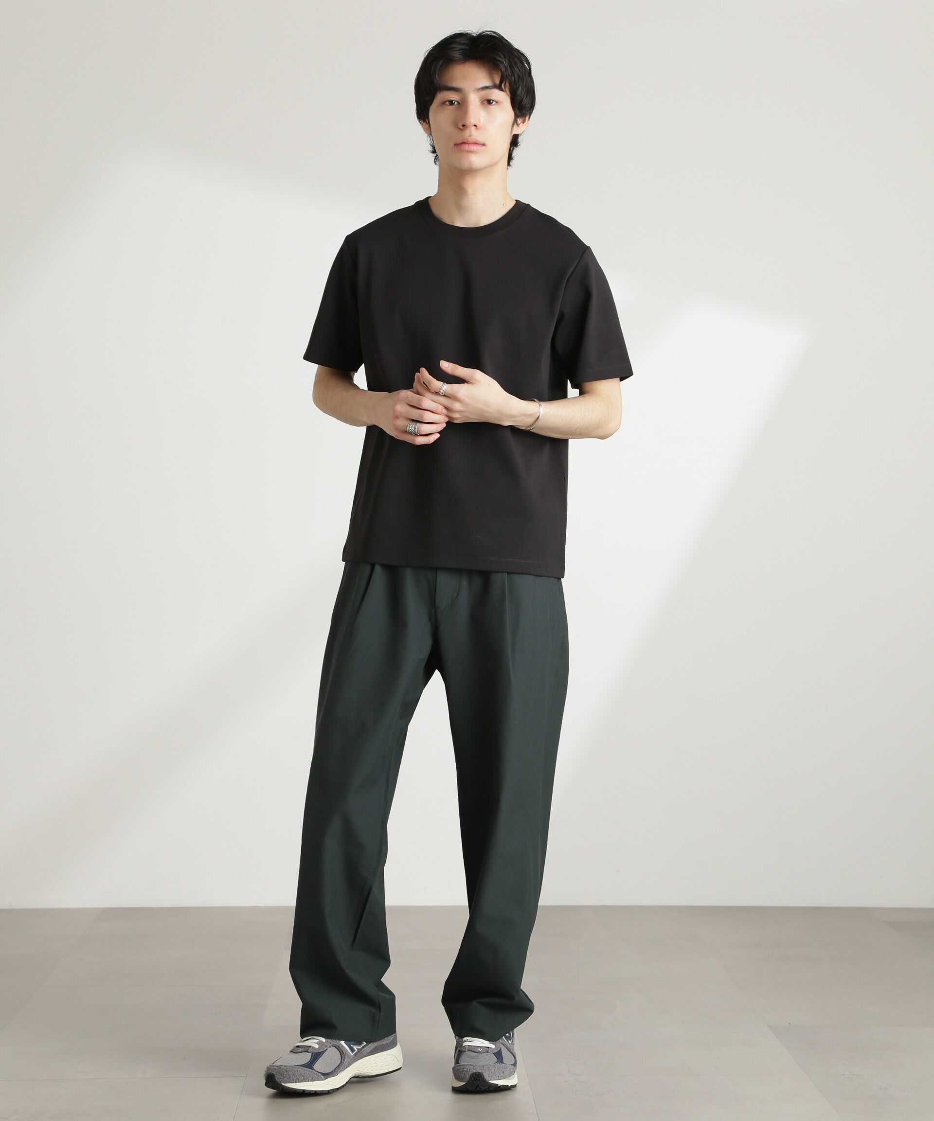 nano･universe「ストレッチワイドイージーパンツ(セットアップ可)」|チノ|