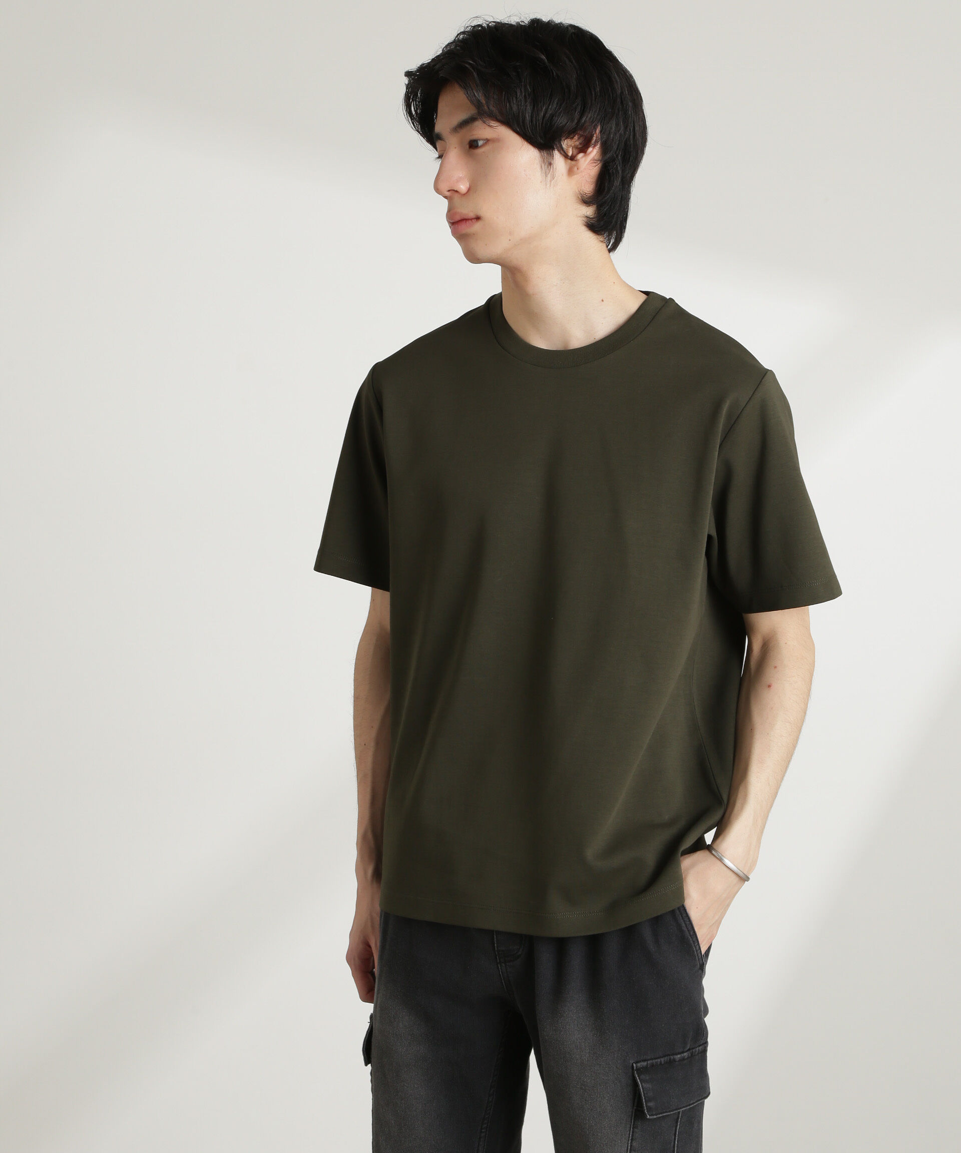 nano･universe「ダブルスムースクルーネックTシャツ 半袖」|Tシャツ・カットソー|カーキ