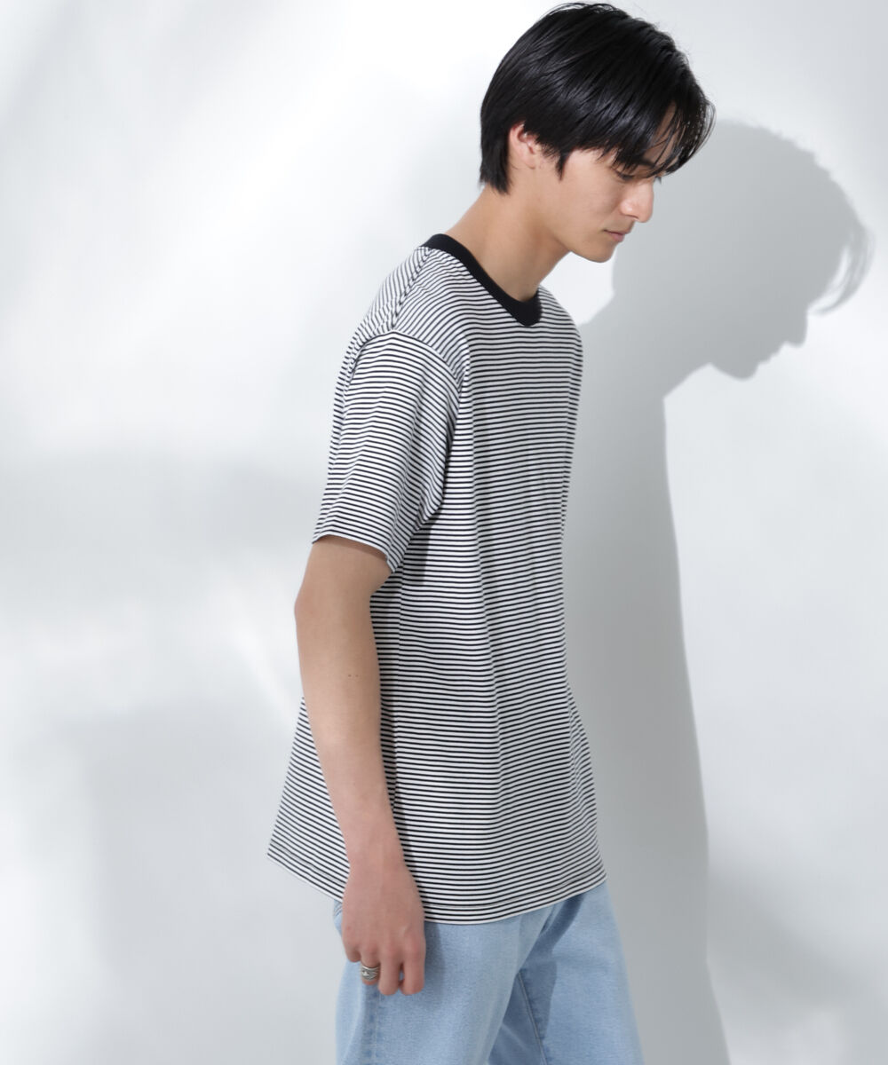 nano･universe「Anti Soaked(R)  汗染み防止 ボーダーミドルシルエットTシャツ」|Tシャツ・カットソー|