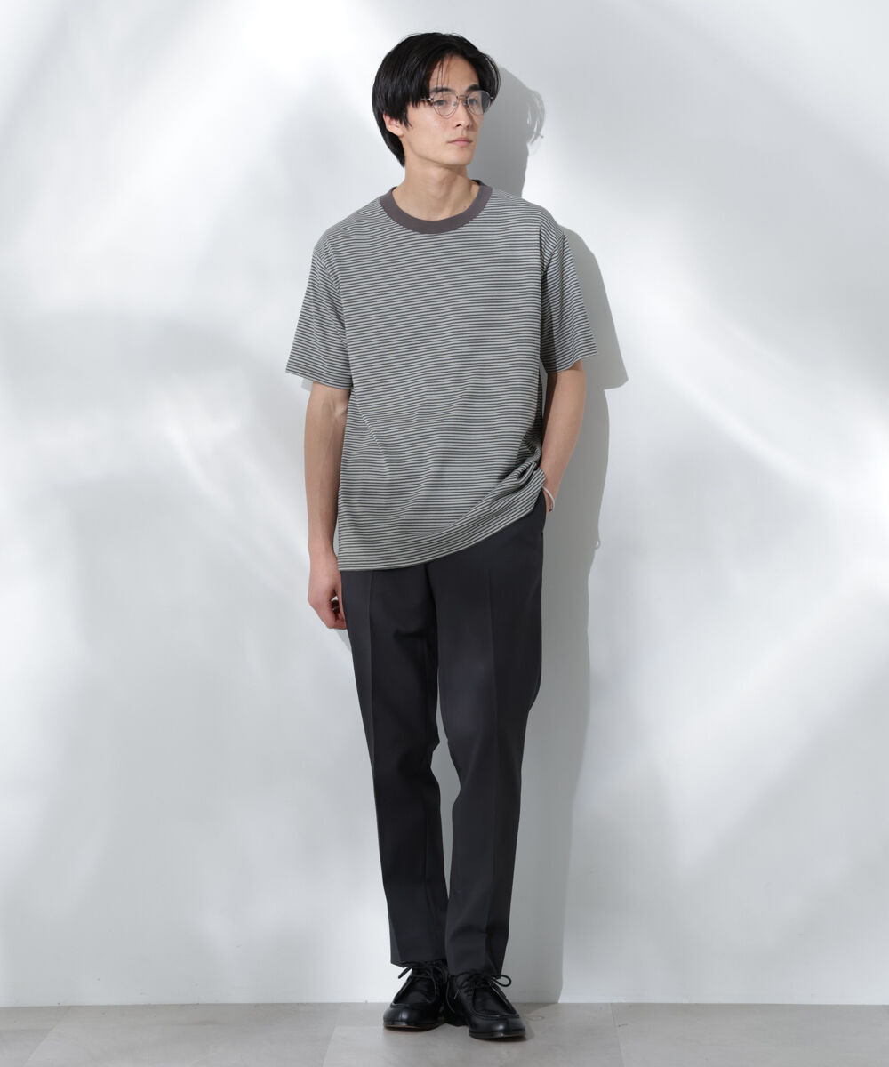 nano･universe「Anti Soaked(R)  汗染み防止 ボーダーミドルシルエットTシャツ」|Tシャツ・カットソー|