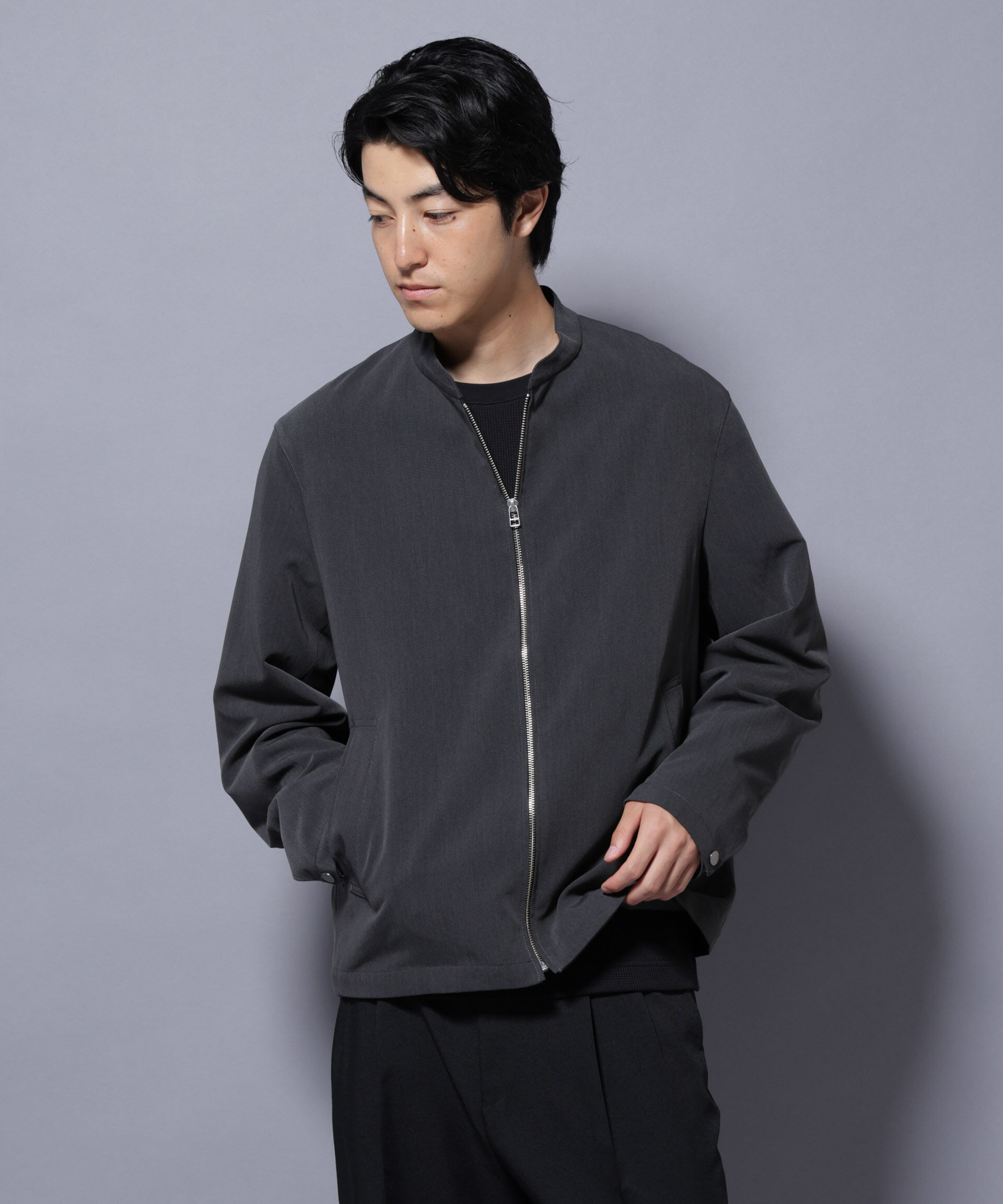 nano･universe「TR シングルライダースブルゾン」|ブルゾン・スタジャン|