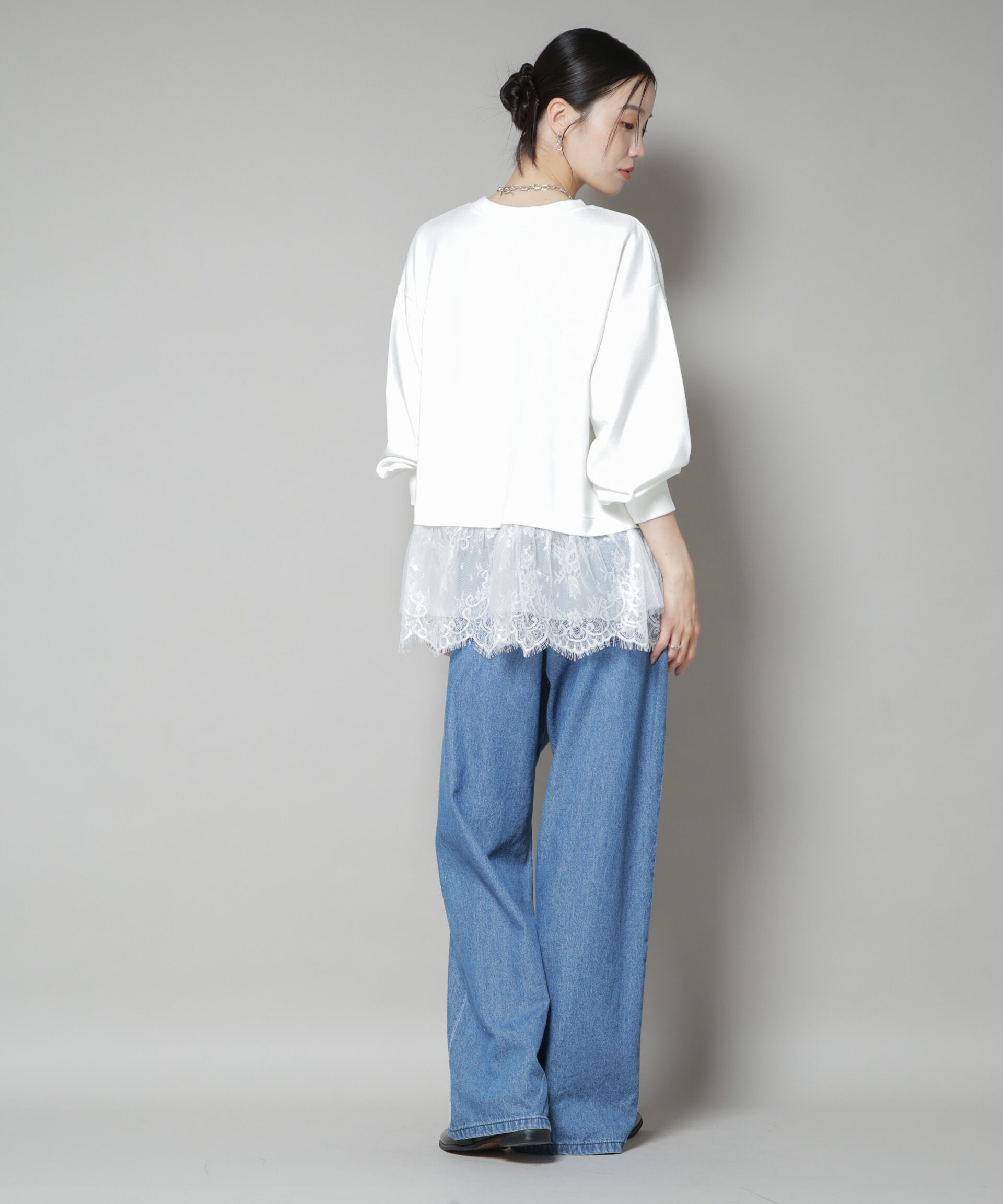 nano･universe「裾レースコンビペプラムカットトップス」|Tシャツ・カットソー|