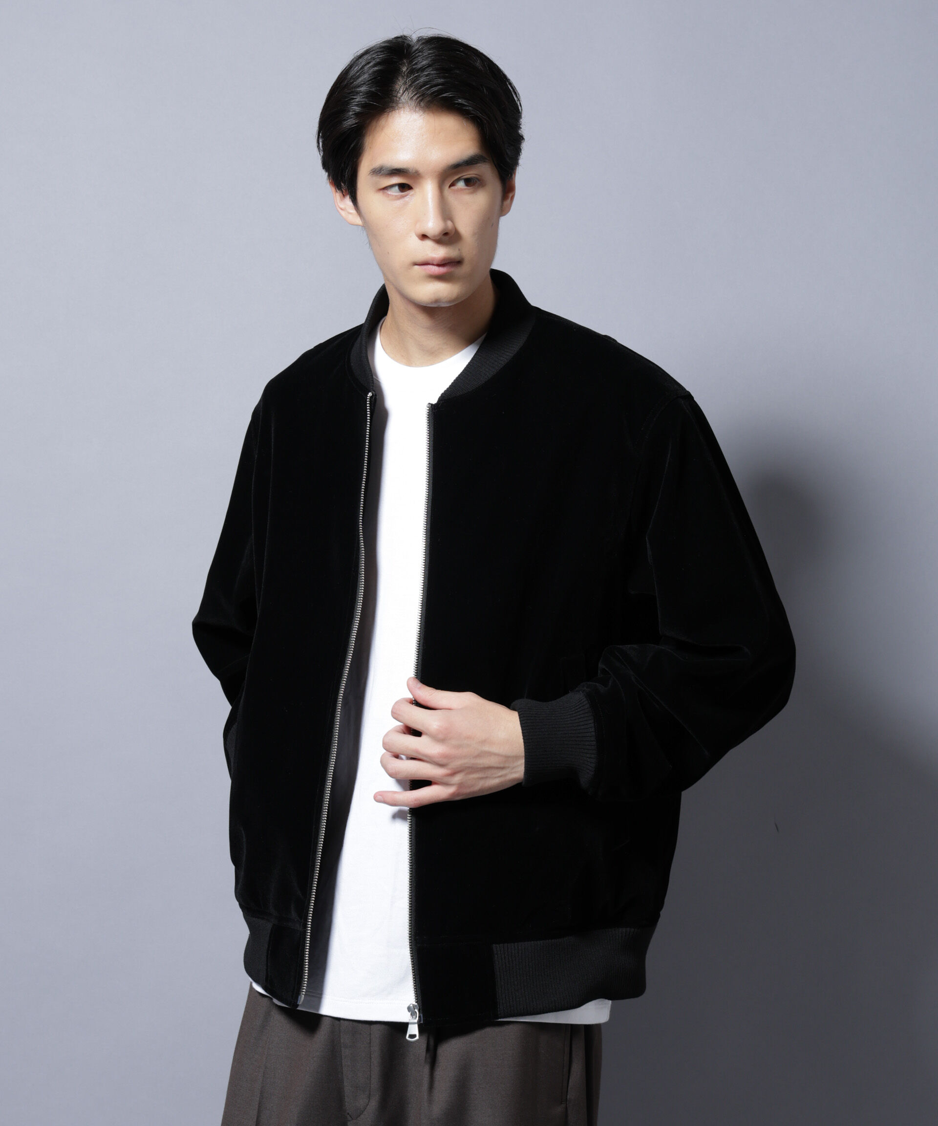 nano･universe「ベロア MA-1」|ブルゾン・スタジャン|