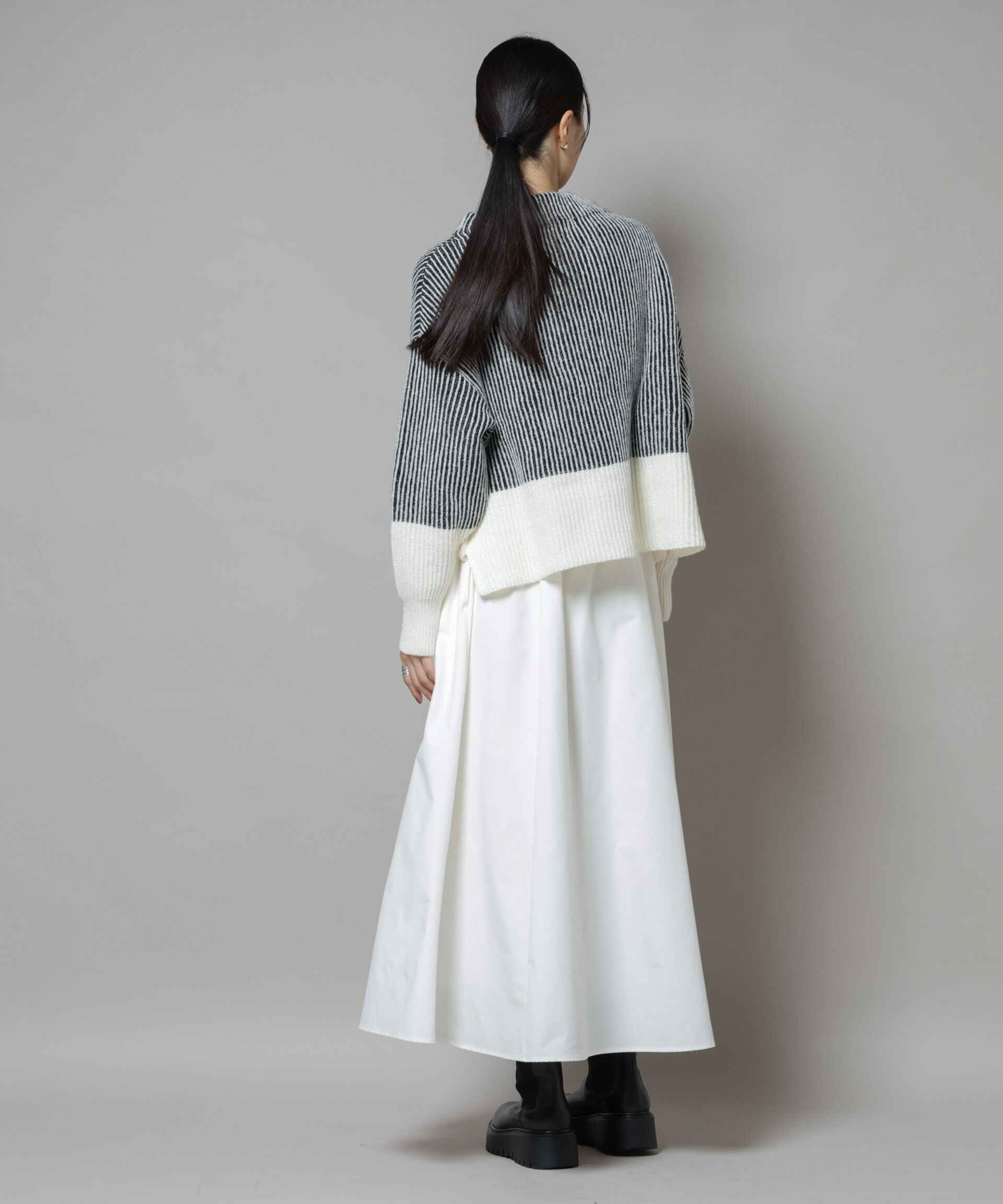 nano･universe「シャドーストライプニットプルオーバー」|ニット・セーター|