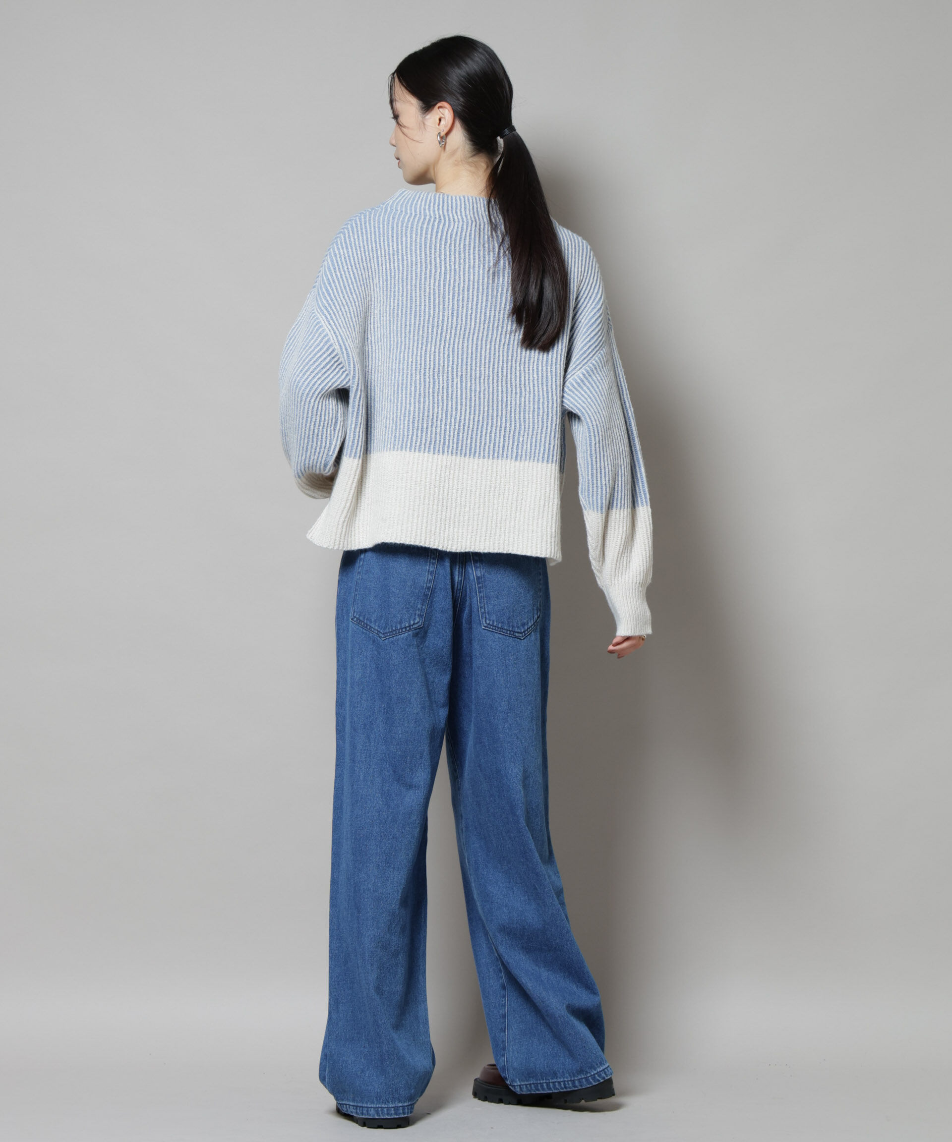 nano･universe「シャドーストライプニットプルオーバー」|ニット・セーター|