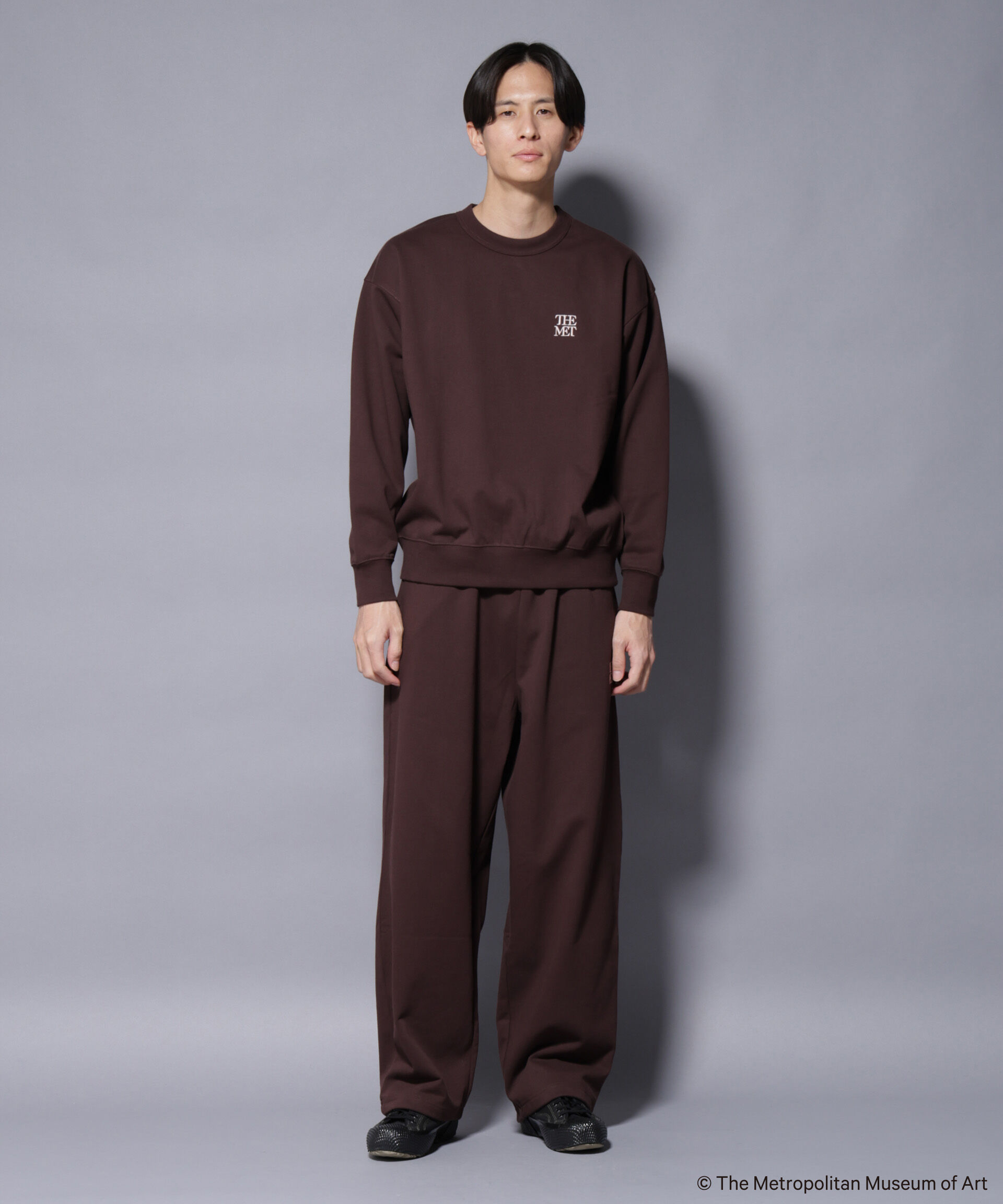 nano･universe「「The Met」ロゴ刺繍 2WAYワイドスウェットパンツ（セットアップ可）」|チノ|