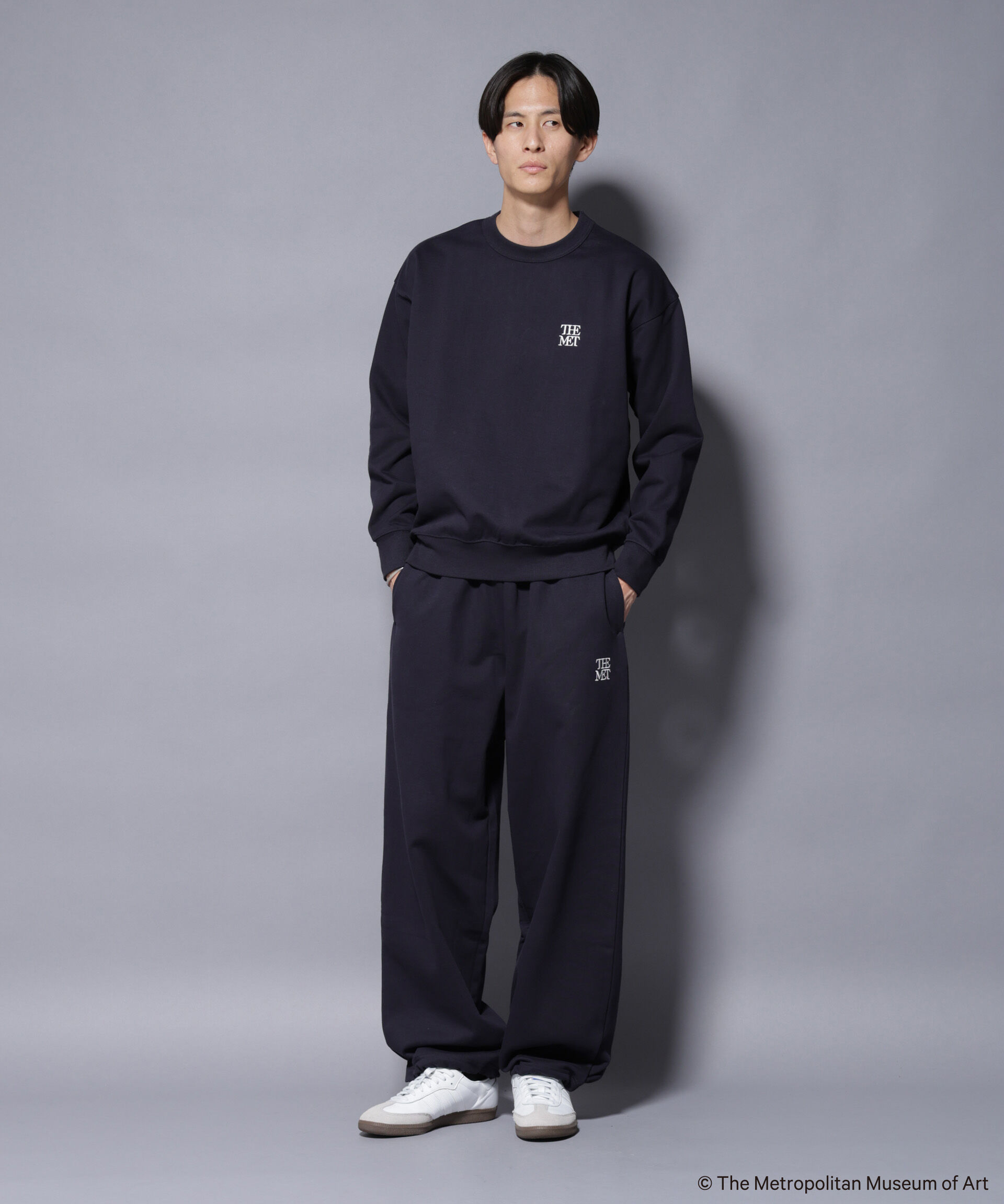 nano･universe「「The Met」ロゴ刺繍 2WAYワイドスウェットパンツ（セットアップ可）」|チノ|