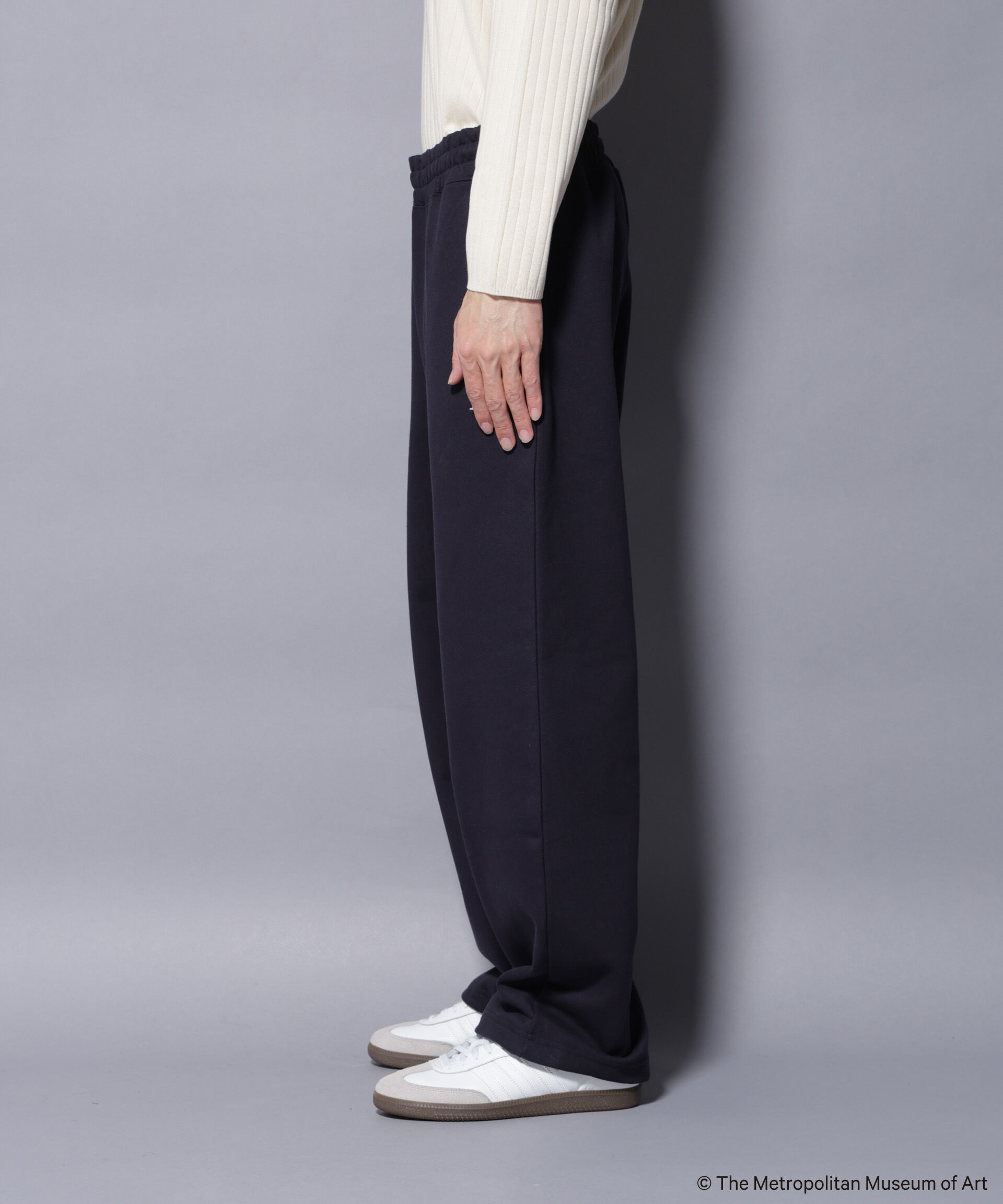 nano･universe「「The Met」ロゴ刺繍 2WAYワイドスウェットパンツ（セットアップ可）」|チノ|