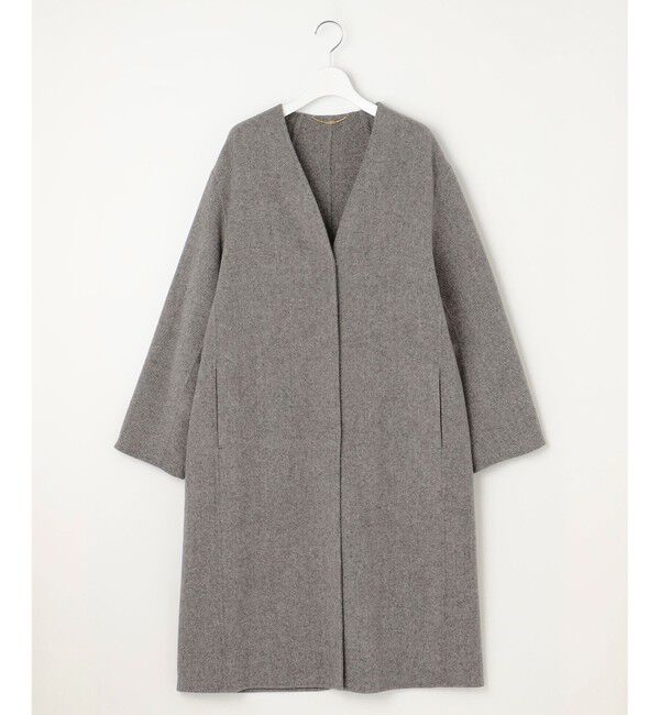 自由区「ウールリバーロング コート」|ノーカラーコート|