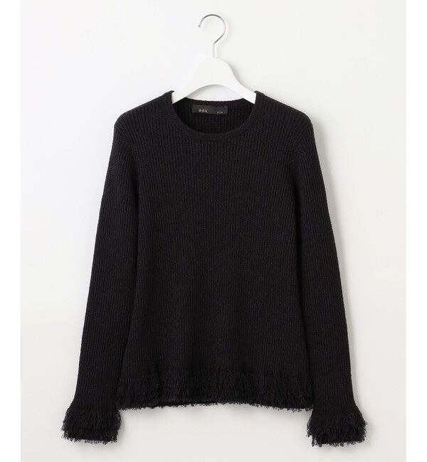 自由区「【PREMIUM KNIT COLLECTION】フリンジリブ ニット」|ニット・セーター|ブラック