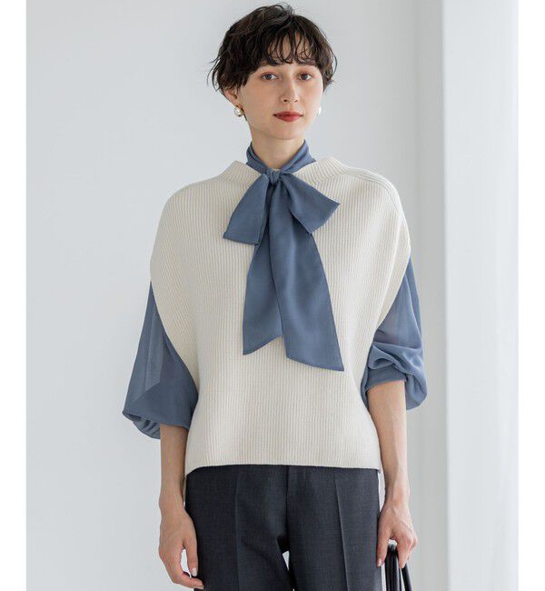 23区「【洗える】コットンリリー モックネックニットベスト」|ベスト・ジレ|アイボリー系