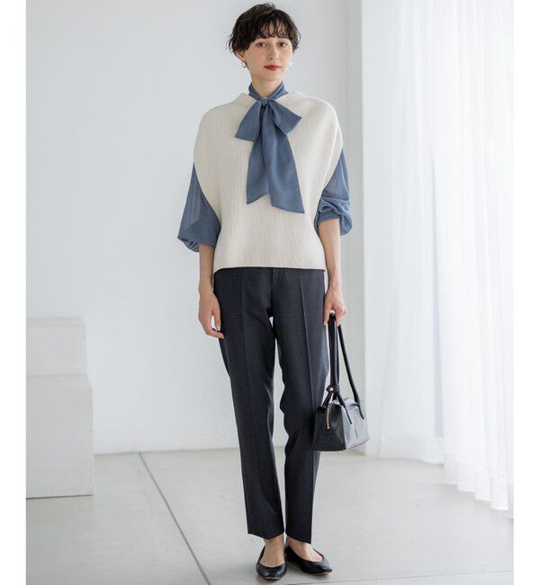 23区「【洗える】コットンリリー モックネックニットベスト」|ベスト・ジレ|