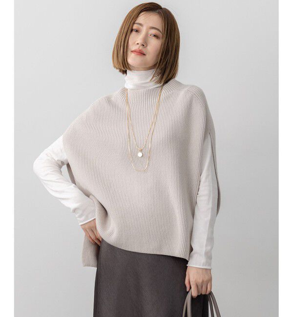 23区「【洗える】コットンリリー モックネックニットベスト」|ベスト・ジレ|ﾗｲﾄｸﾞﾚ