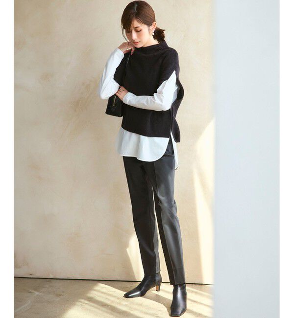 23区「【洗える】コットンリリー モックネックニットベスト」|ベスト・ジレ|