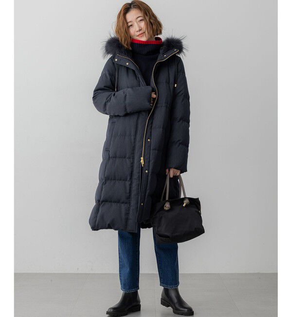 23区「【撥水加工】ブライトウール ロングダウンコート」|ダウン|